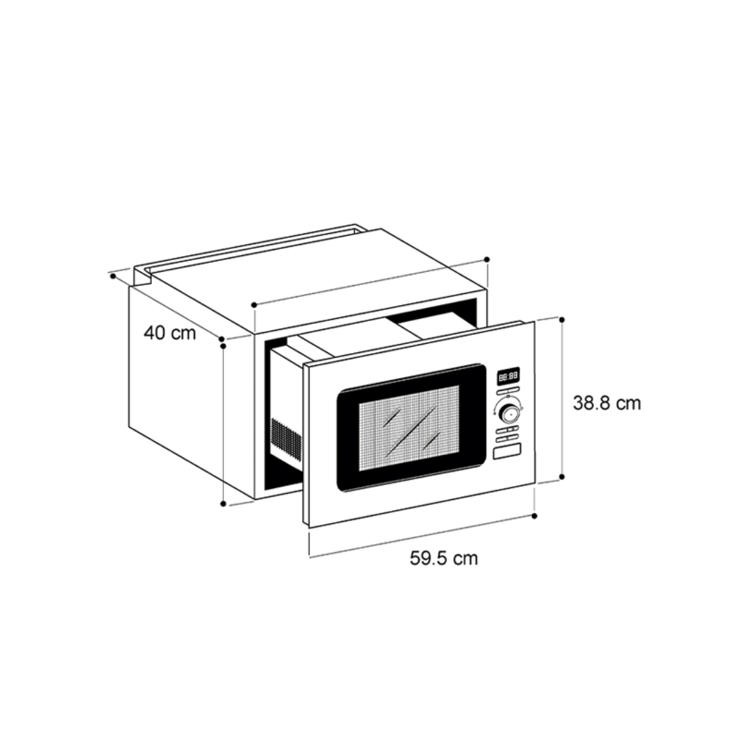 Horno Microondas Empotrable 60 cm de 25L Blaze Vetrux