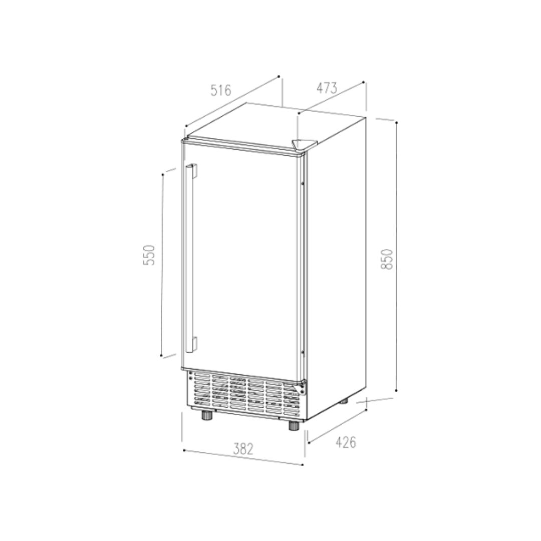 Fabricador de Hielo Color Negro 36KG/24HRS Glacier 36 Black Vetrux