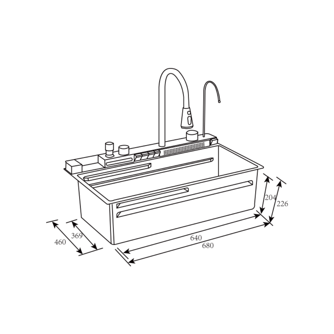 Fregador con Accesorios de 68 cm Flusso Pro 68 Vetrux