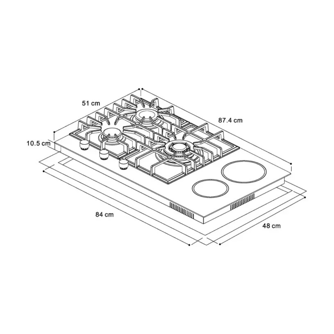 Tope de Cocina Mixto 90 cm Flexi 90 Acero 220V Vetrux