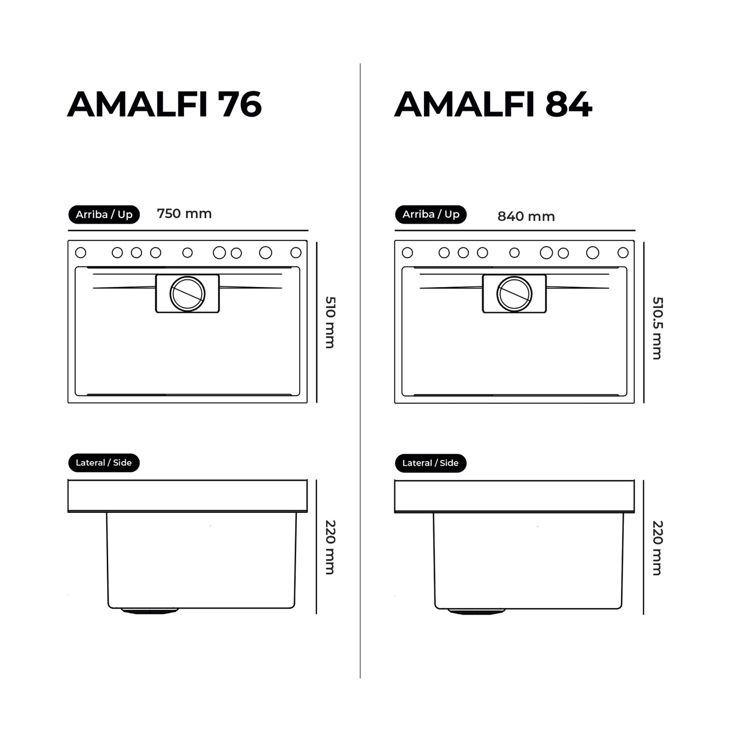 Fregador con Accesorios Amalfi 84 Drija