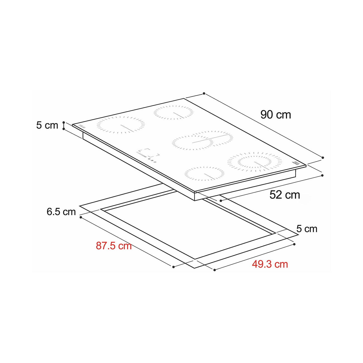Tope de Cocina Vitrocerámica 90 cm 220V Berlin 90 Drija
