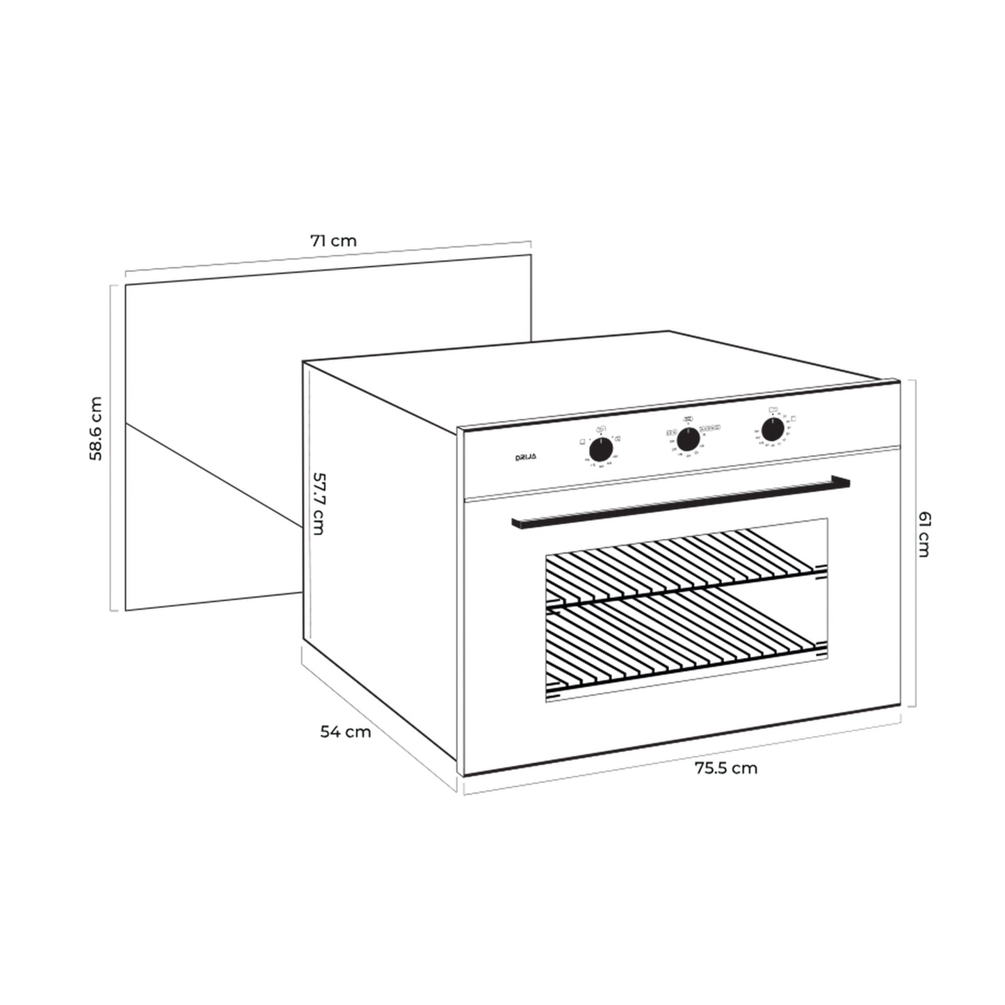 Horno a Gas 76 cm Roma Gas-A 76 Drija
