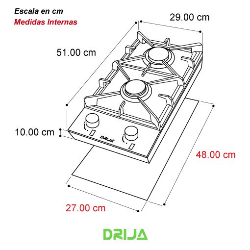 Tope de Cocina de Gas 30 cm Milan 30 Drija