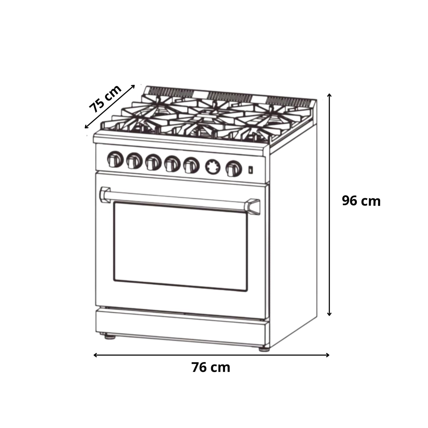 Cocina a Gas de Acero Aspecto Industrial 30" Venecia 76 Drija