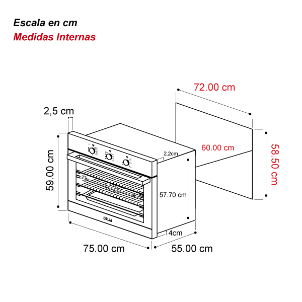 Horno Eléctrico 76 cm Caribe 76 220V Drija