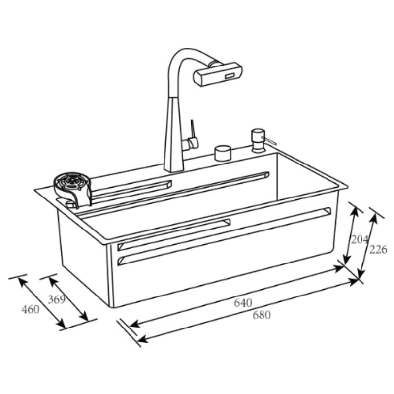 Fregador con Accesorios de 68 cm Flusso Lite 68 Vetrux