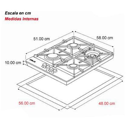Tope de Cocina de Gas 60 cm Milan 60 Drija