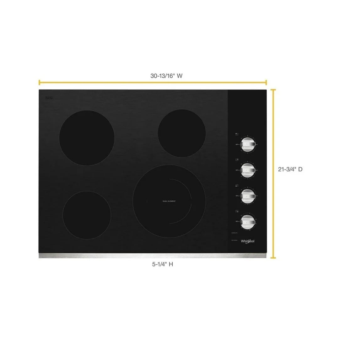 Tope Eléctrico de 4 Hornillas de Vitrocerámica 30" FlexHeat Whirlpool