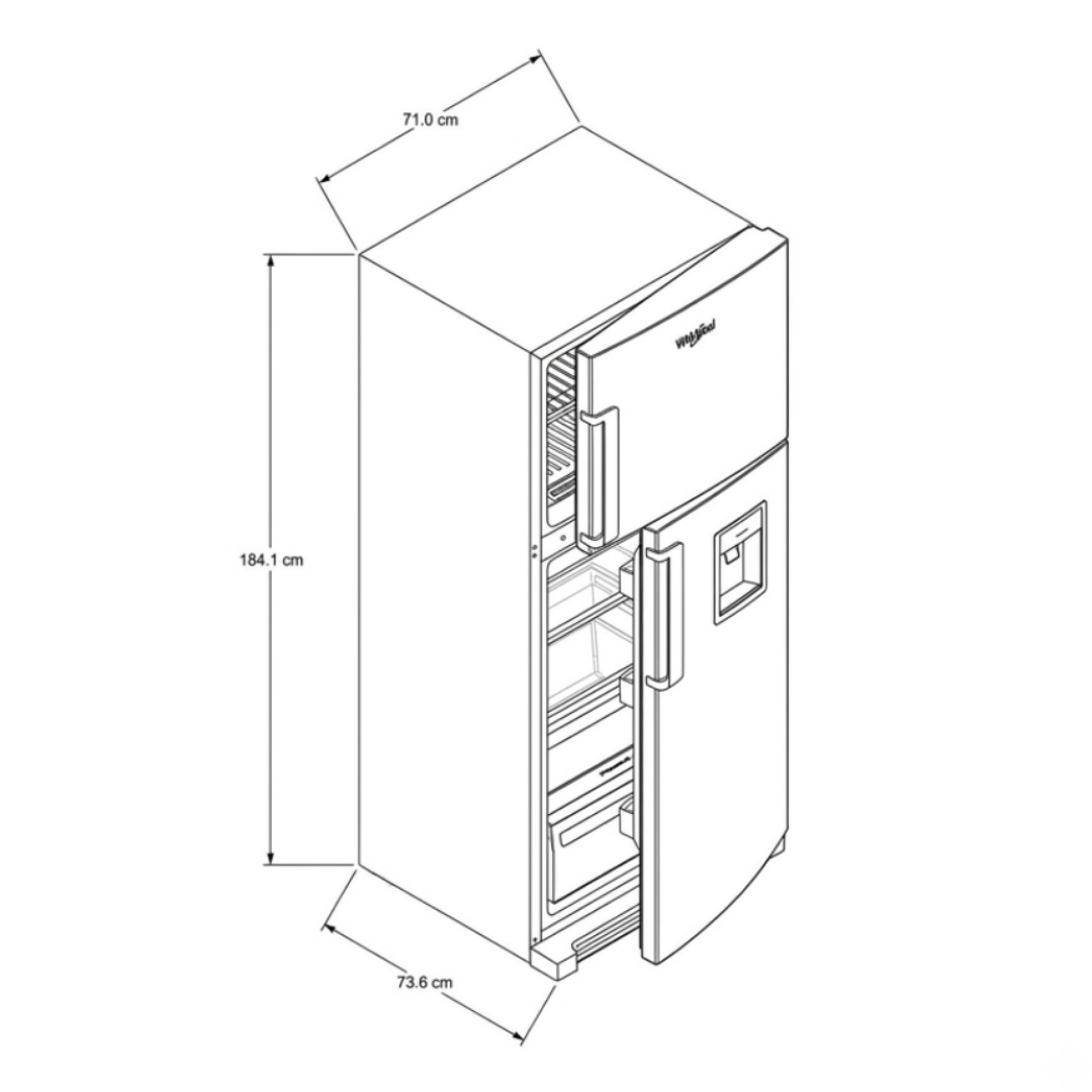 Nevera de Acero con Dispensador de Agua de 435 Litros Whirlpool