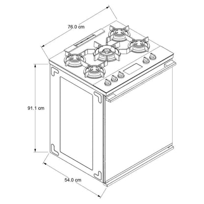 Cocina a Gas de Acero y Vitrocerámica Full Side Door de 30" Whirlpool