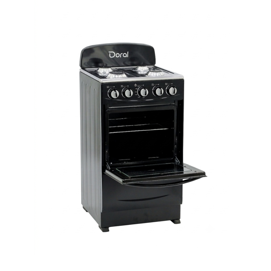 Cocina a Gas Negra con Copete 20" Doral