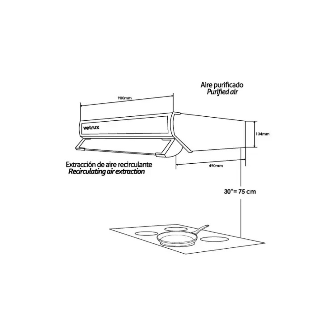 Campana de Acero de 90 cm Lite 90 Vetrux