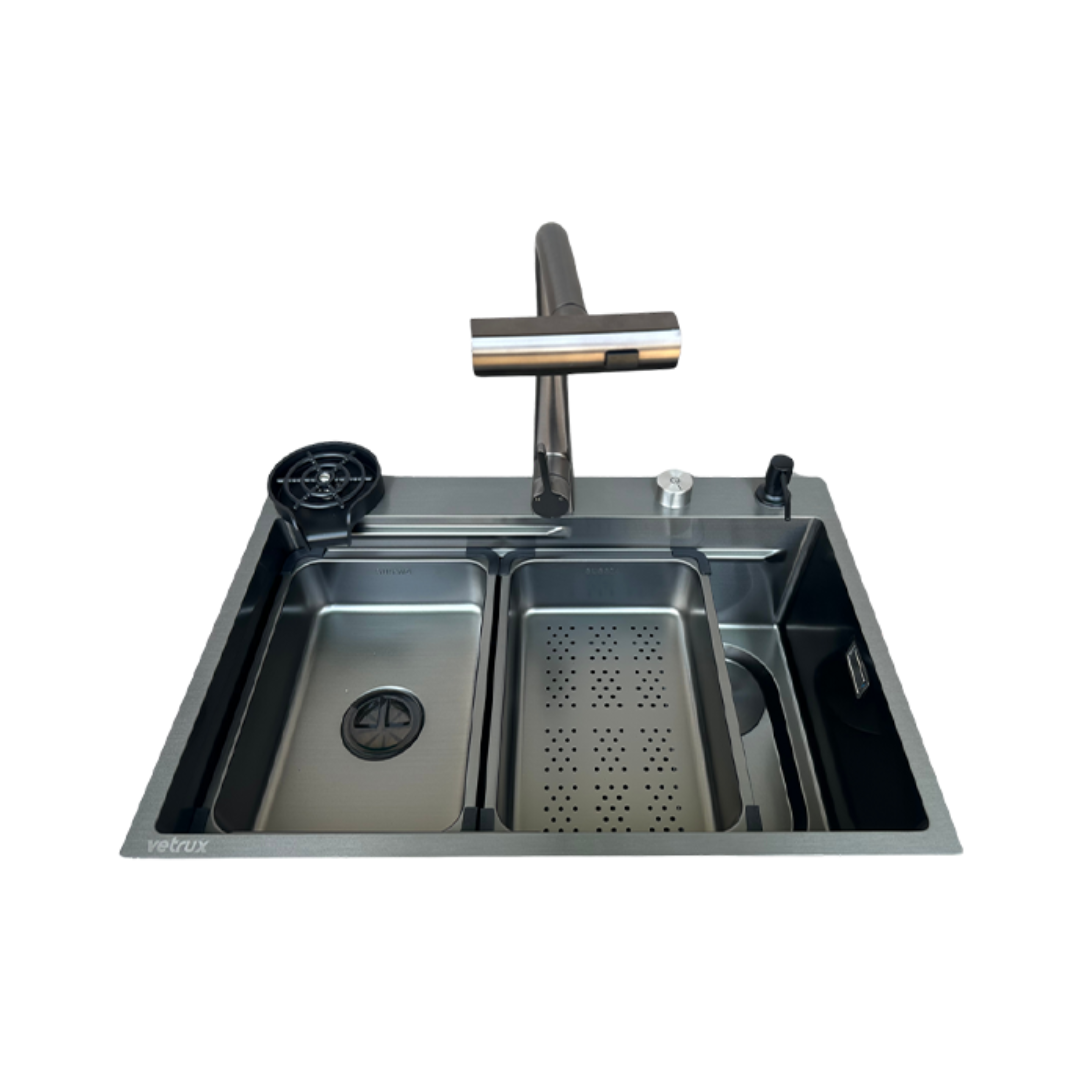 Fregador con Accesorios de 80 cm Flusso Lite 80 Vetrux
