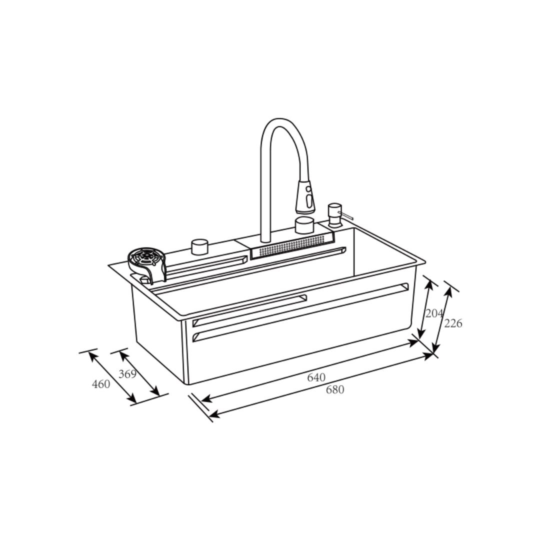 Fregador con Accesorios de 68 cm Flusso 68 Vetrux