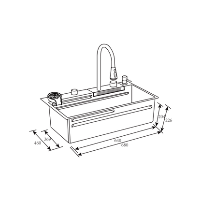 Fregador con Accesorios de 68 cm Flusso 68 Vetrux