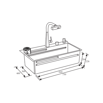 Fregador con Accesorios de 75 cm Flusso 75 Vetrux
