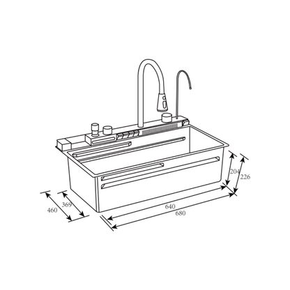 Fregador con Accesorios de 68 cm Flusso Pro 68 Vetrux