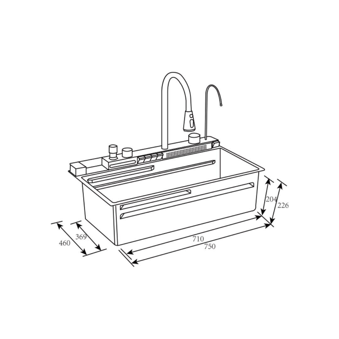 Fregador con Accesorios de 75 cm Flusso Pro 75 Vetrux