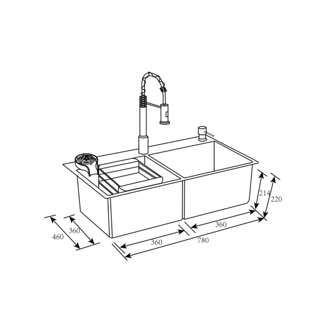 Fregador con Accesorios de 78 cm Flusso Dual 78 Vetrux