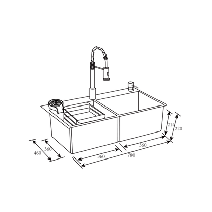 Fregador con Accesorios de 78 cm Flusso Dual 78 Vetrux