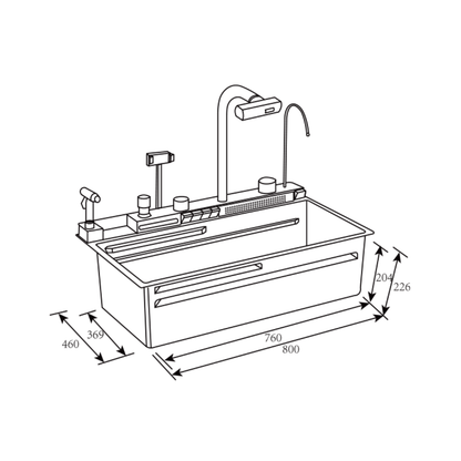 Fregador con Accesorios de 80 cm Flusso Pro 80 + Vetrux