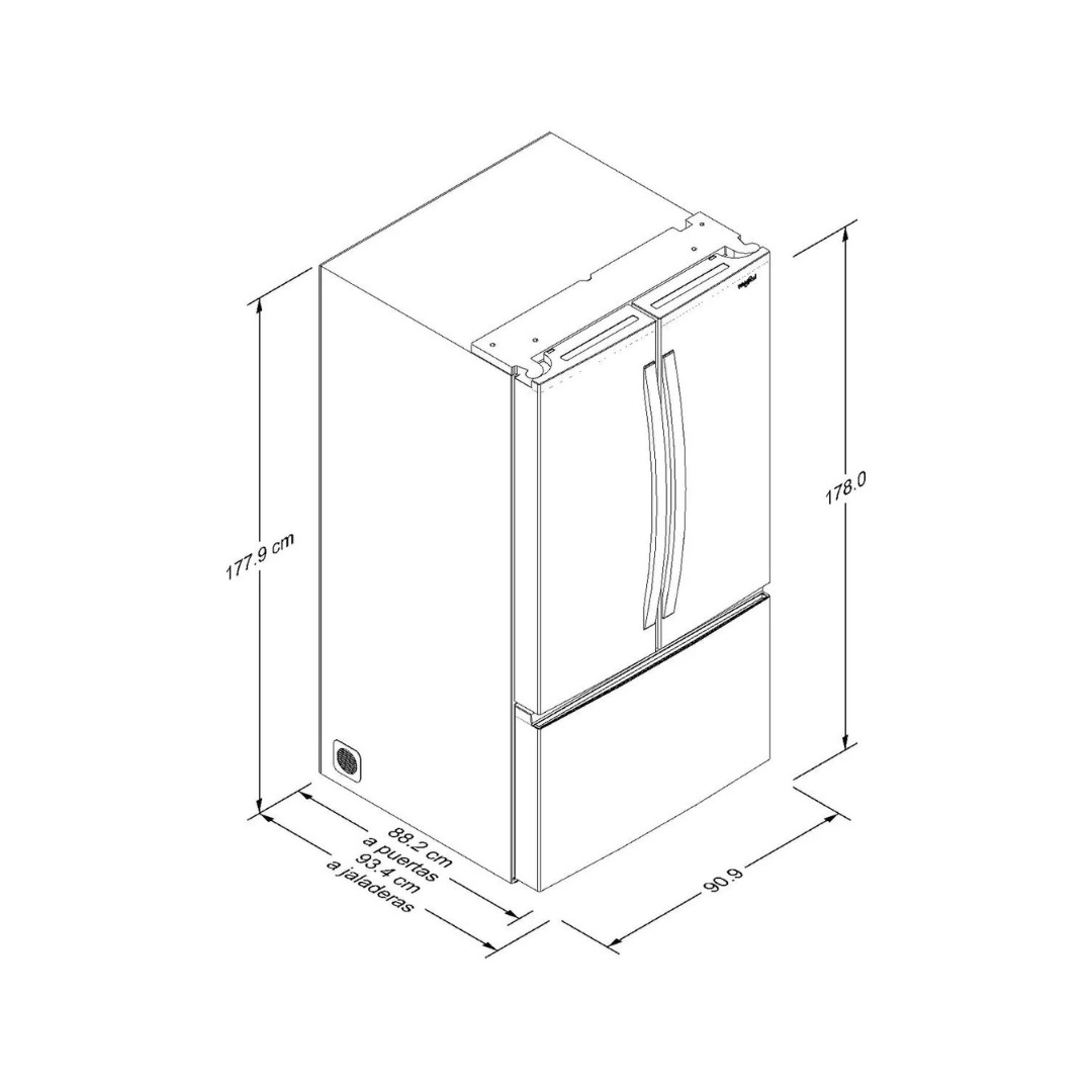 Nevera Side by Side de Acero French Door de 31" 861L Whirlpool