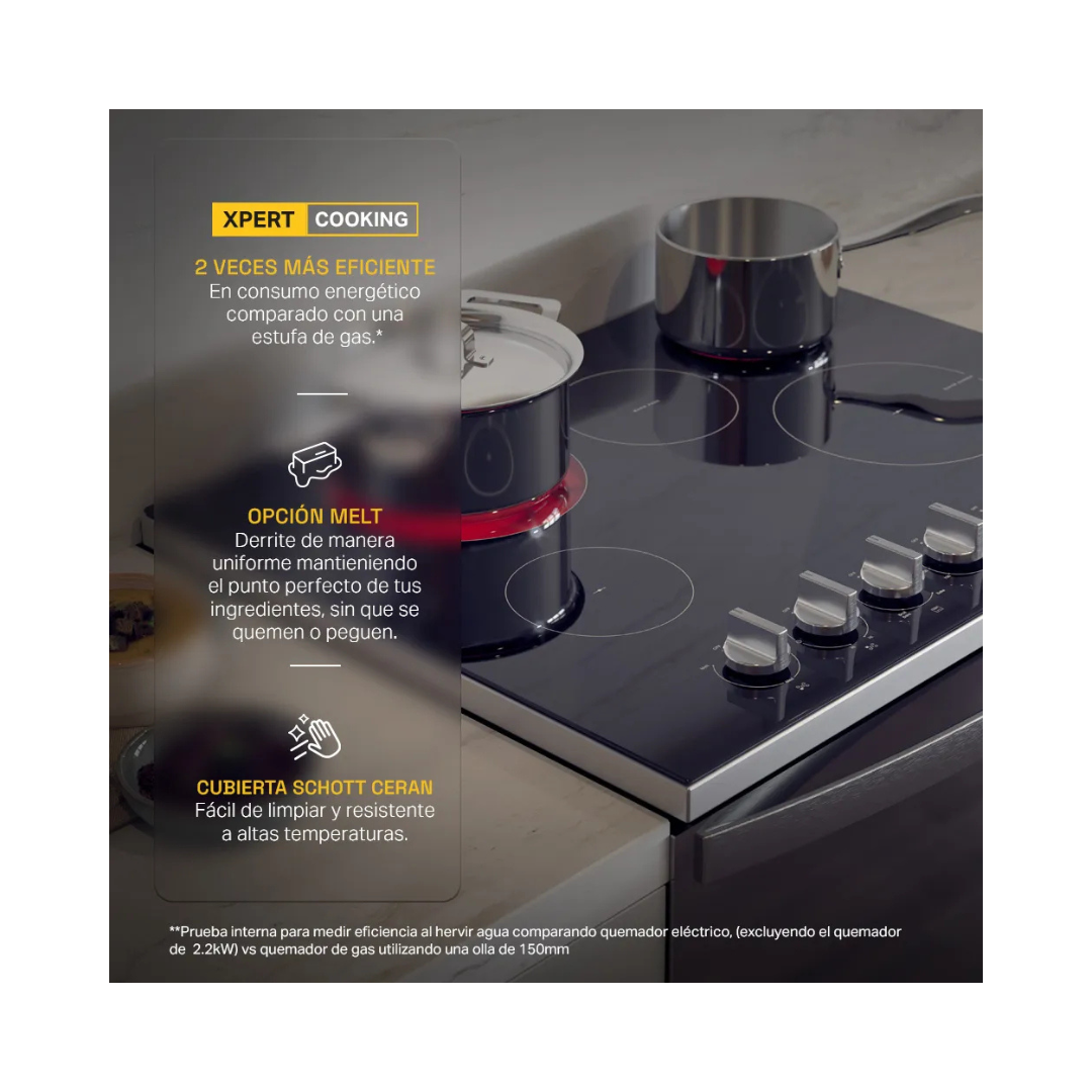 Cocina Eléctrica Plateada Empotrable de Vitrocerámica Schott Ceran 30" Whirlpool