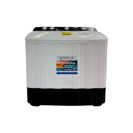 Lavadora Semiautomática Panel Negro con Tapa Blanca Omega 14KG