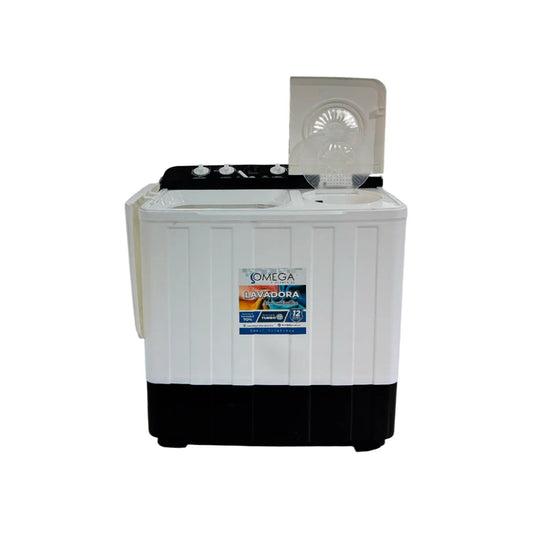 Lavadora Semiautomática Panel Negro con Tapa Blanca Omega 14KG