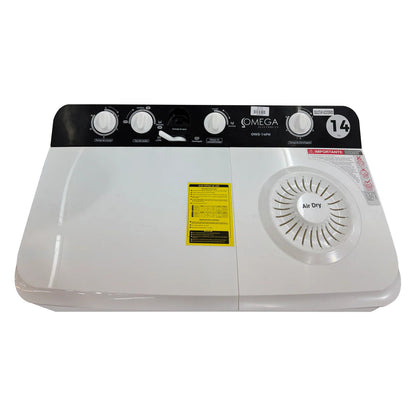 Lavadora Semiautomática Panel Negro con Tapa Blanca Omega 14KG