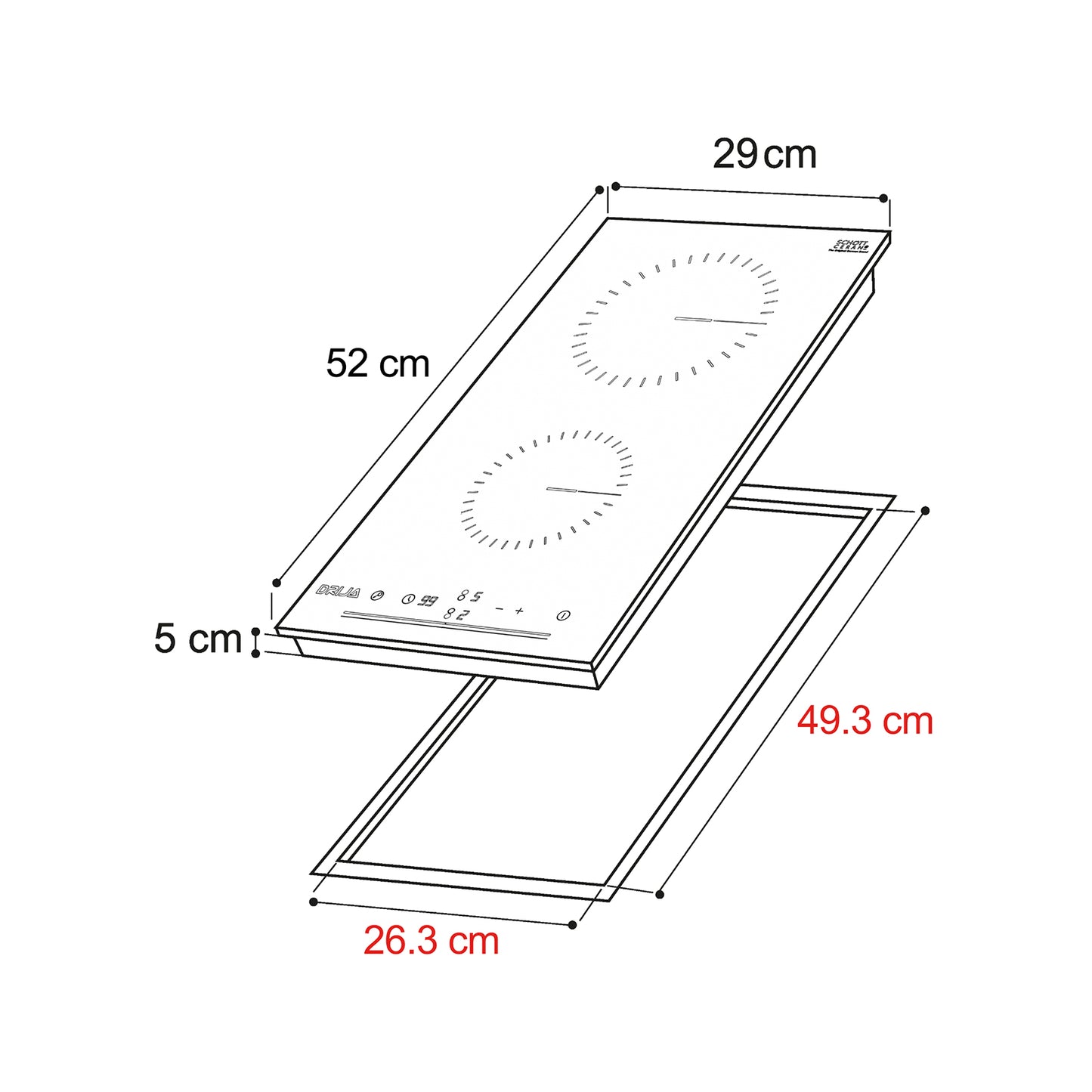 Tope de Cocina Eléctrico de Vitrocerámica 30 cm 220V Berlin 30 Drija