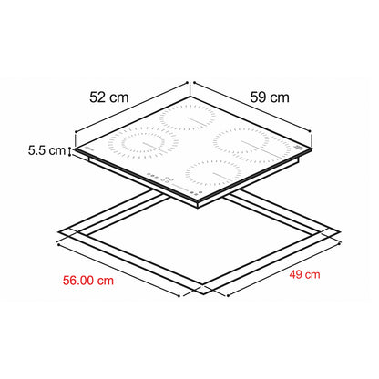 Tope de Cocina Vitrocerámica 60 cm 220V Berlin 60 Drija