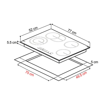 Tope de Cocina Vitrocerámica 76 cm 220V Berlin 76 Drija