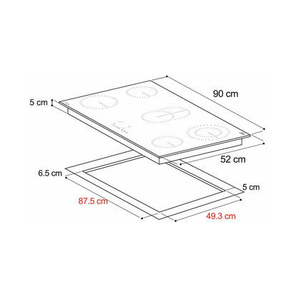 Tope de Cocina Vitrocerámica 90 cm 220V Berlin 90 Drija