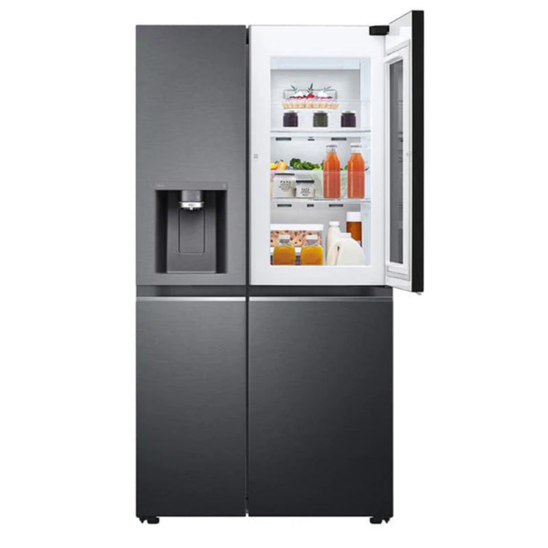 Nevera Side by Side de Acero Negro Mate InstaView con Dispensador de Agua de 676 Litros LG