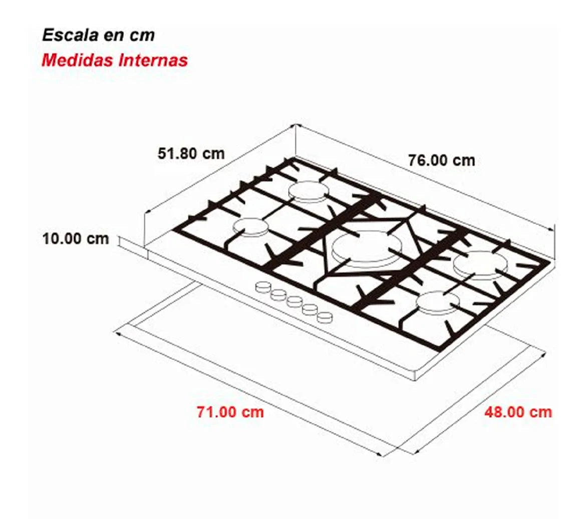 Tope de Gas 76 cm Ferrara 76 Pro Drija