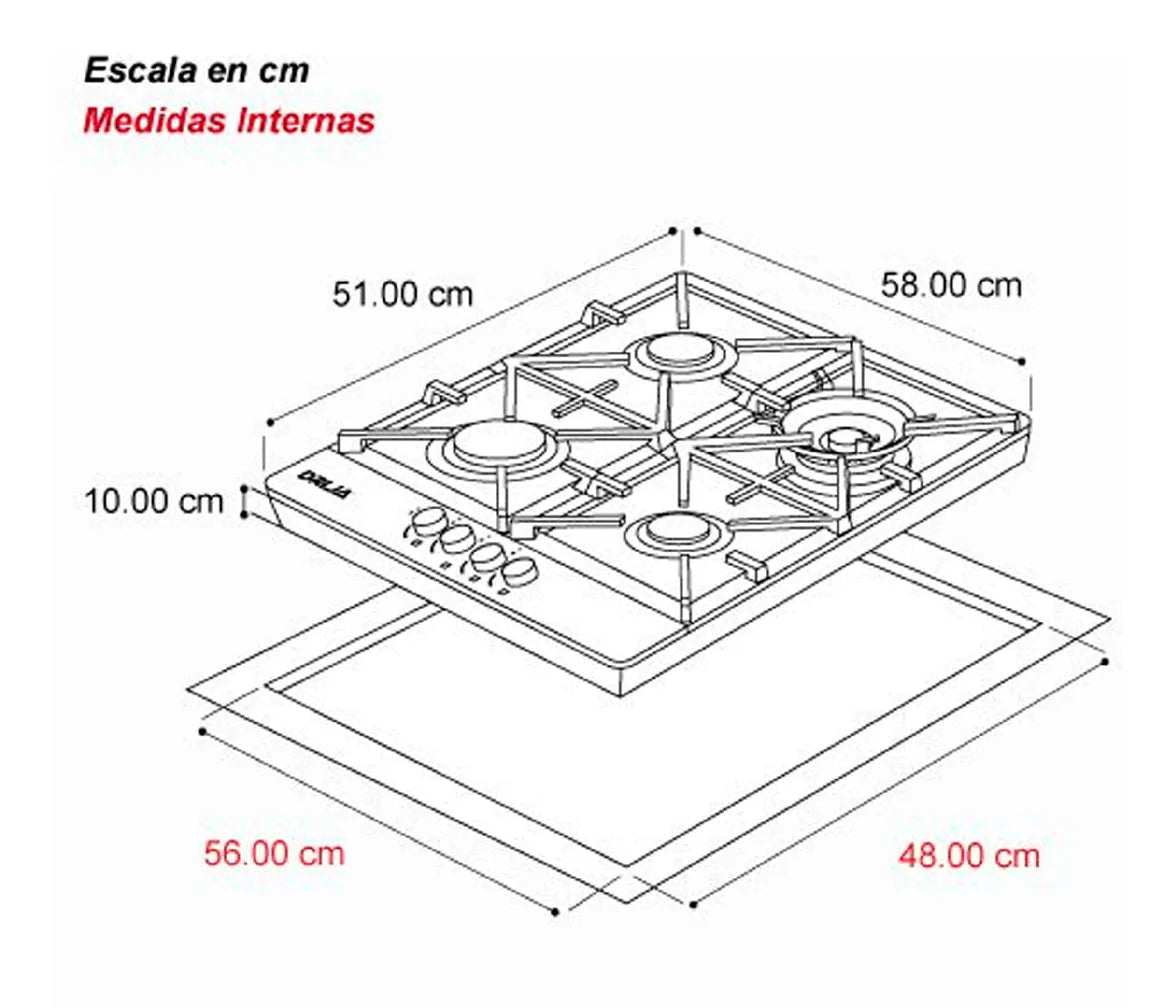 Tope de Cocina de Gas 60 cm Milan 60 Drija