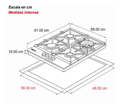 Tope de Cocina de Gas 60 cm Milan 60 Drija