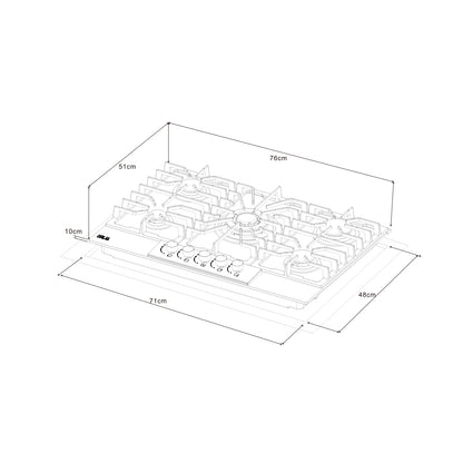 Tope de Cocina a Gas Vitrocerámica 76 cm Italia 76 Drija