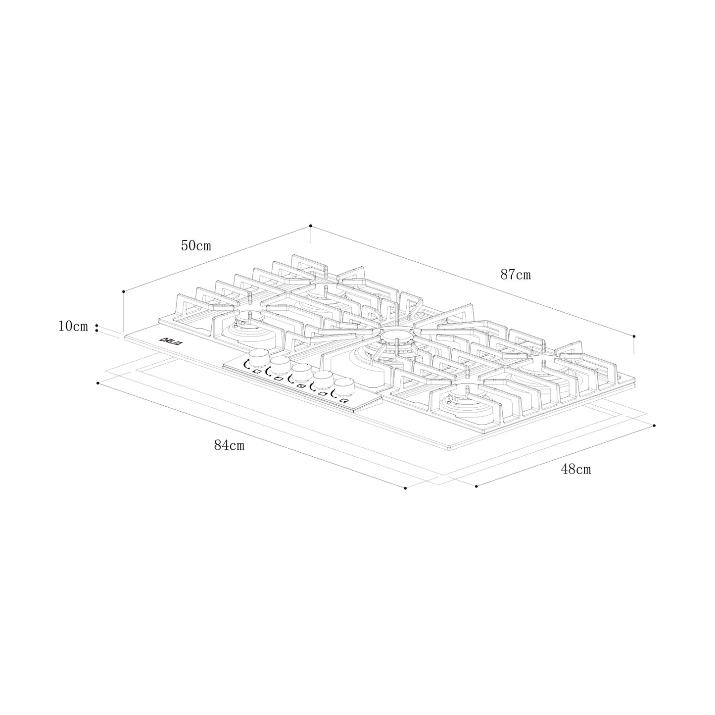 Tope de Cocina de Gas 90 cm Lazio 90 Drija