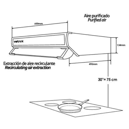 Campana de Acero de 60 cm Lite 60 Vetrux