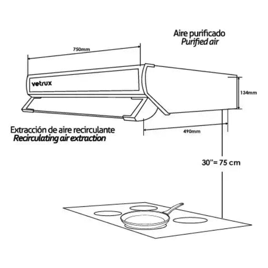 Campana de Acero de 76 cm Lite 76 Vetrux