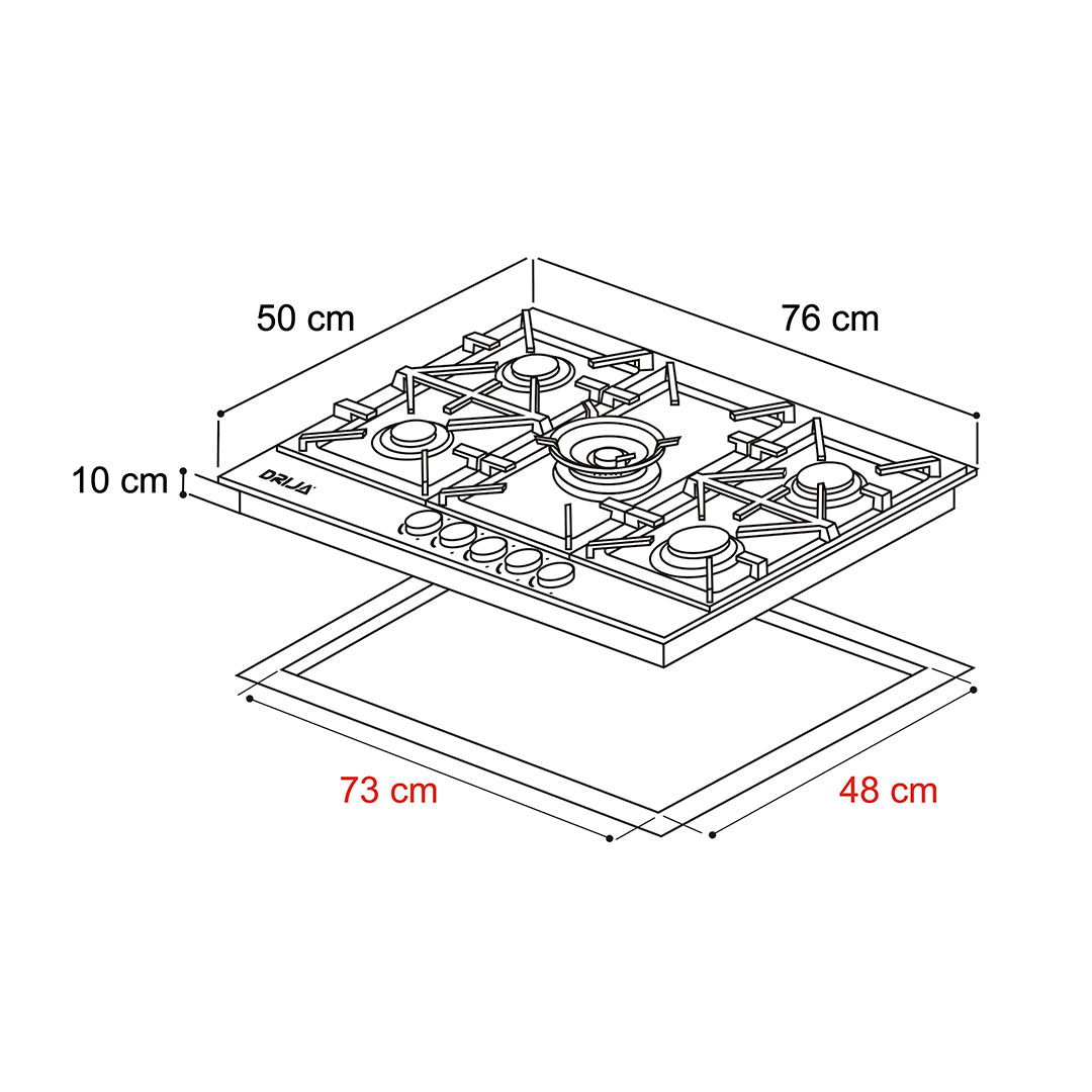 Tope de Cocina de Gas 76 cm Milan Pro 76 Drija