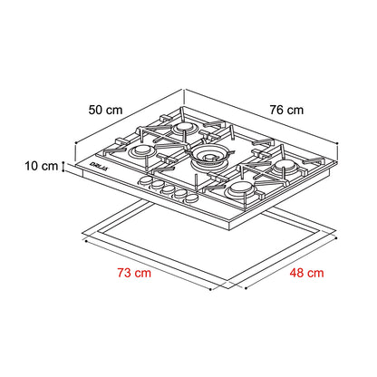 Tope de Cocina de Gas 76 cm Milan Pro 76 Drija