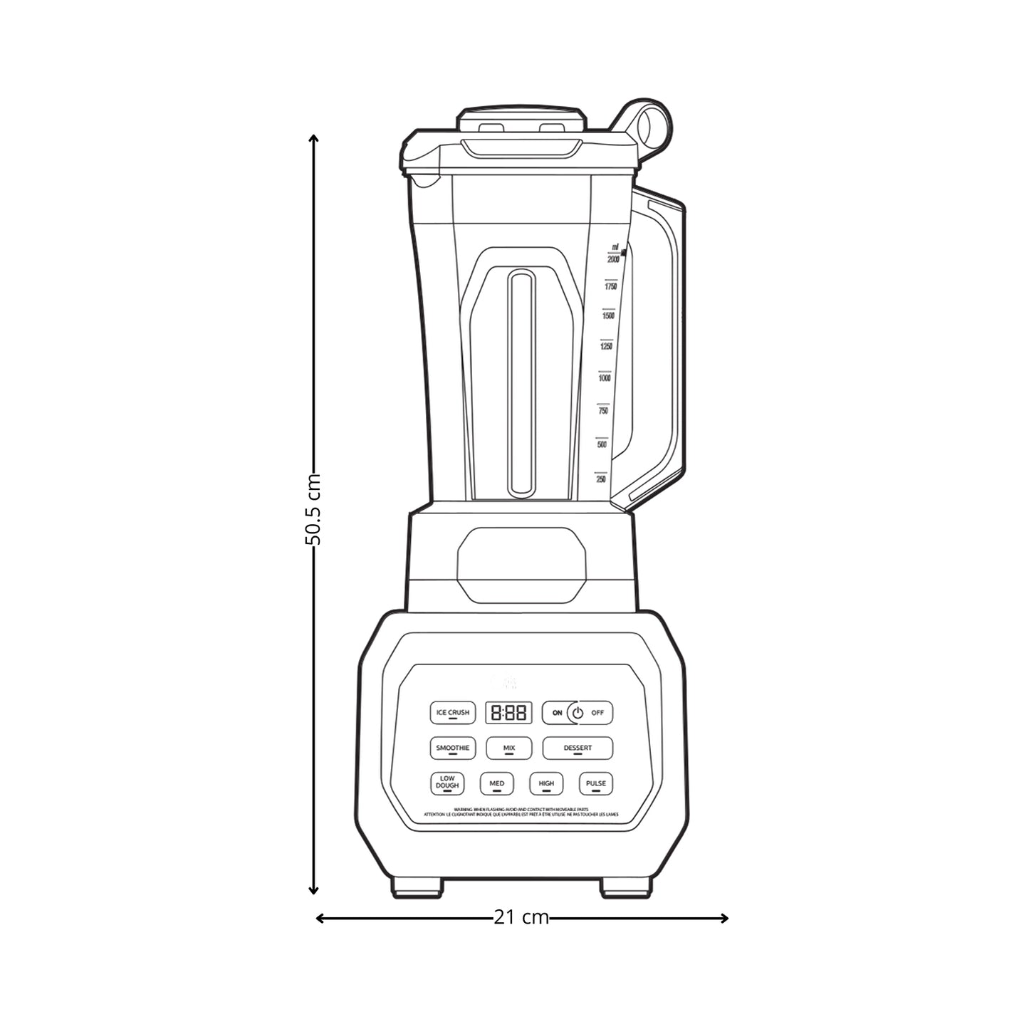 Licuadora de 1500W 2 Litros 3 Velocidades Miscelatore Drija