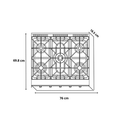 Tope de Cocina a Gas de Acero 30" Potenza 76 Drija