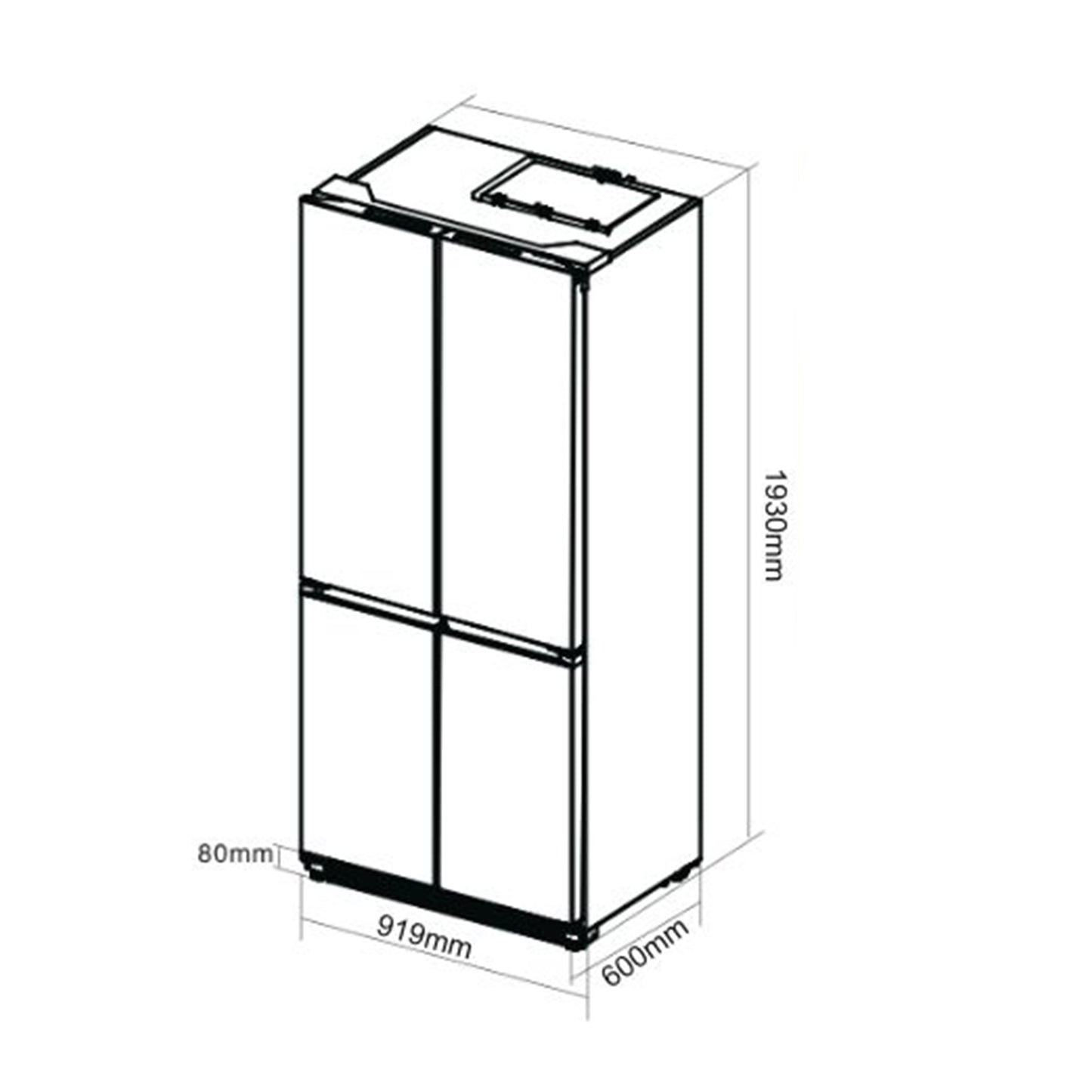 Nevera Side by Side de Espejo Negro 522 Litros 18.4" GLASSB18FD4P Drija