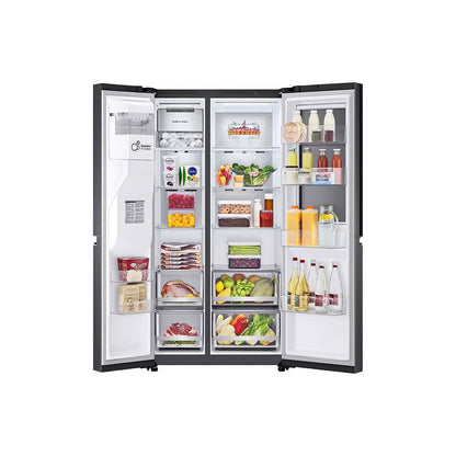 Nevera Side by Side de Acero Negro Mate InstaView con Dispensador de Agua de 676 Litros LG