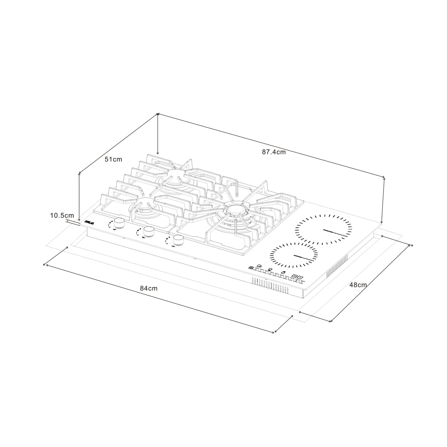 Tope de Cocina Vitrocerámica Mixto 90 cm 220V Sicilia Touch 90 Drija